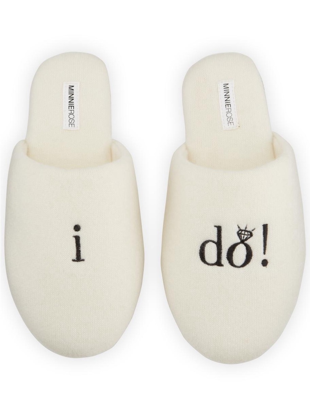 Minnie Rose I Do 100% Cashmere Bridal Slippers White Large Size 9-10 NWT